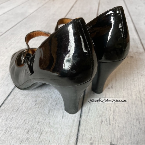 Sofft black patent leather adjustable strap peeptoe heels *shop@iamwarrior - Picture 9 of 13